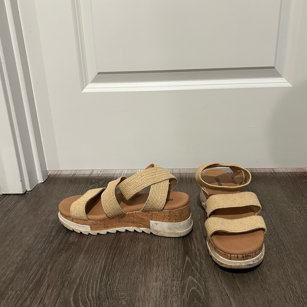 Tan Strappy Platform Sandals